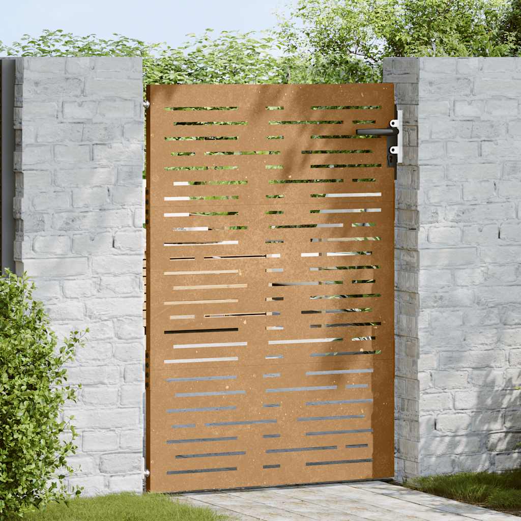 Cancello da Giardino 85x150 cm Acciaio Corten Design Quadratocod mxl 79683