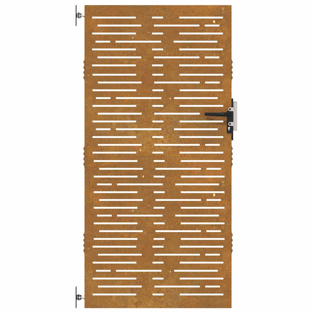 Cancello da Giardino 85x175 cm Acciaio Corten Design Quadrato 153248