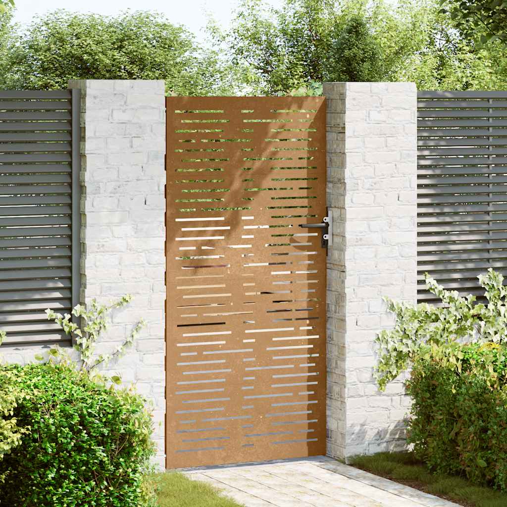 Cancello da giardino-Porta da giardino 85x175 cm Acciaio Corten Design Quadrato