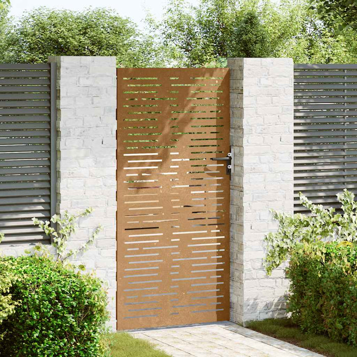 Cancello da Giardino 85x175 cm Acciaio Corten Design Quadrato 153248
