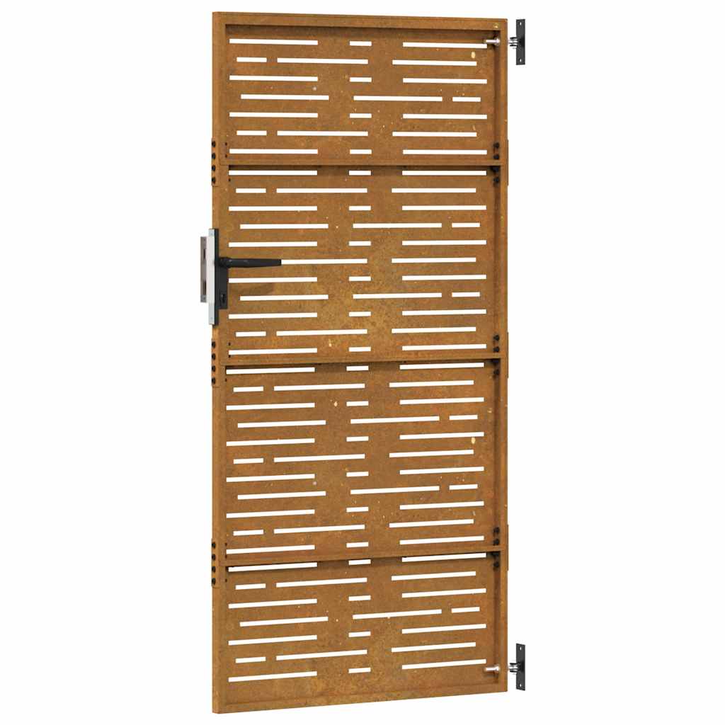 Cancello da Giardino 85x175 cm Acciaio Corten Design Quadrato 153248