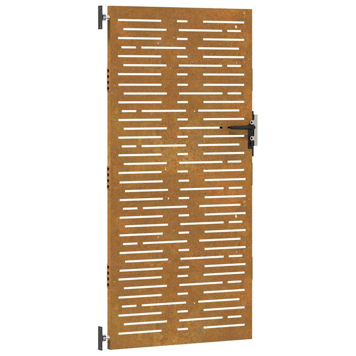 Cancello da Giardino 85x200 cm Acciaio Corten Design Quadrato 153249