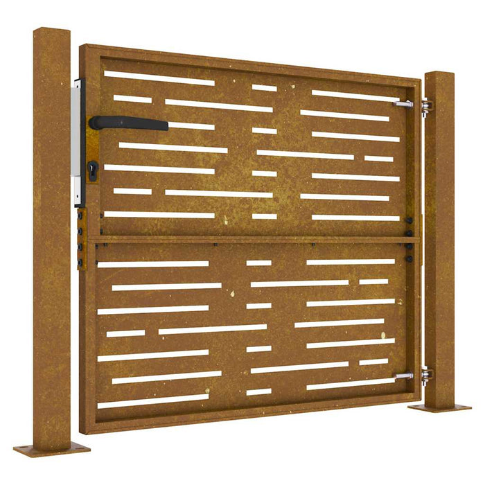 Cancello da Giardino 105x80m in Acciaio Corten Design Quadrato