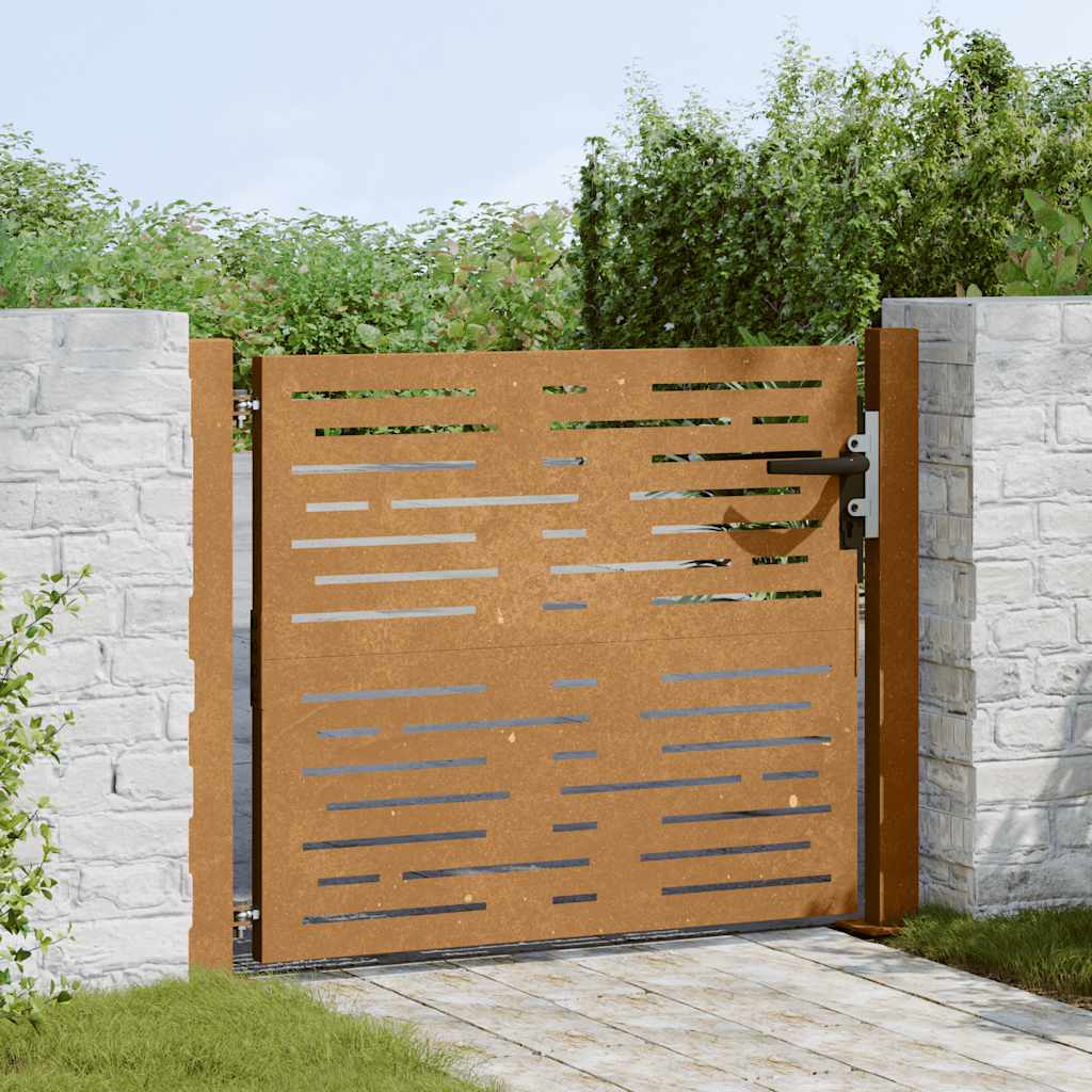 vidaXL Cancello da Giardino 105x105 cm Acciaio Corten Design Quadrato