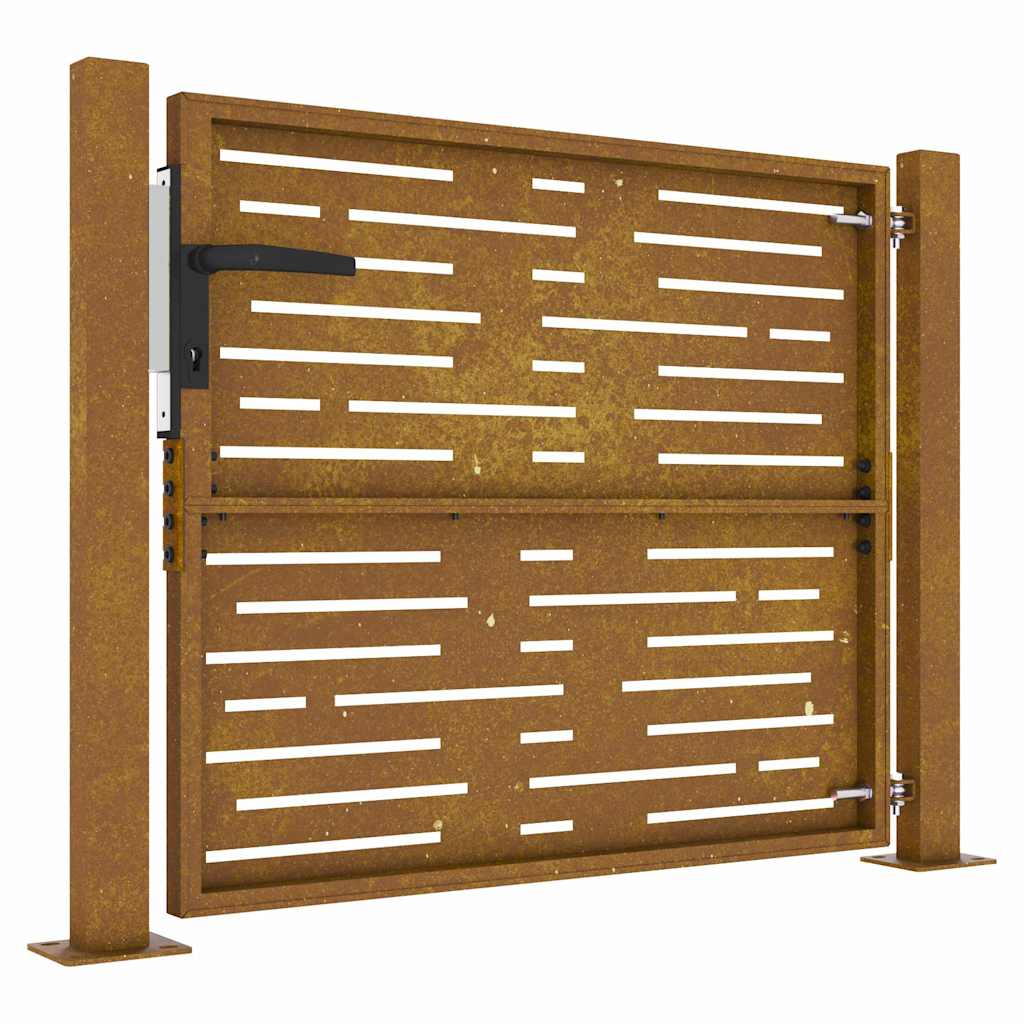 vidaXL Cancello da Giardino 105x105 cm Acciaio Corten Design Quadrato