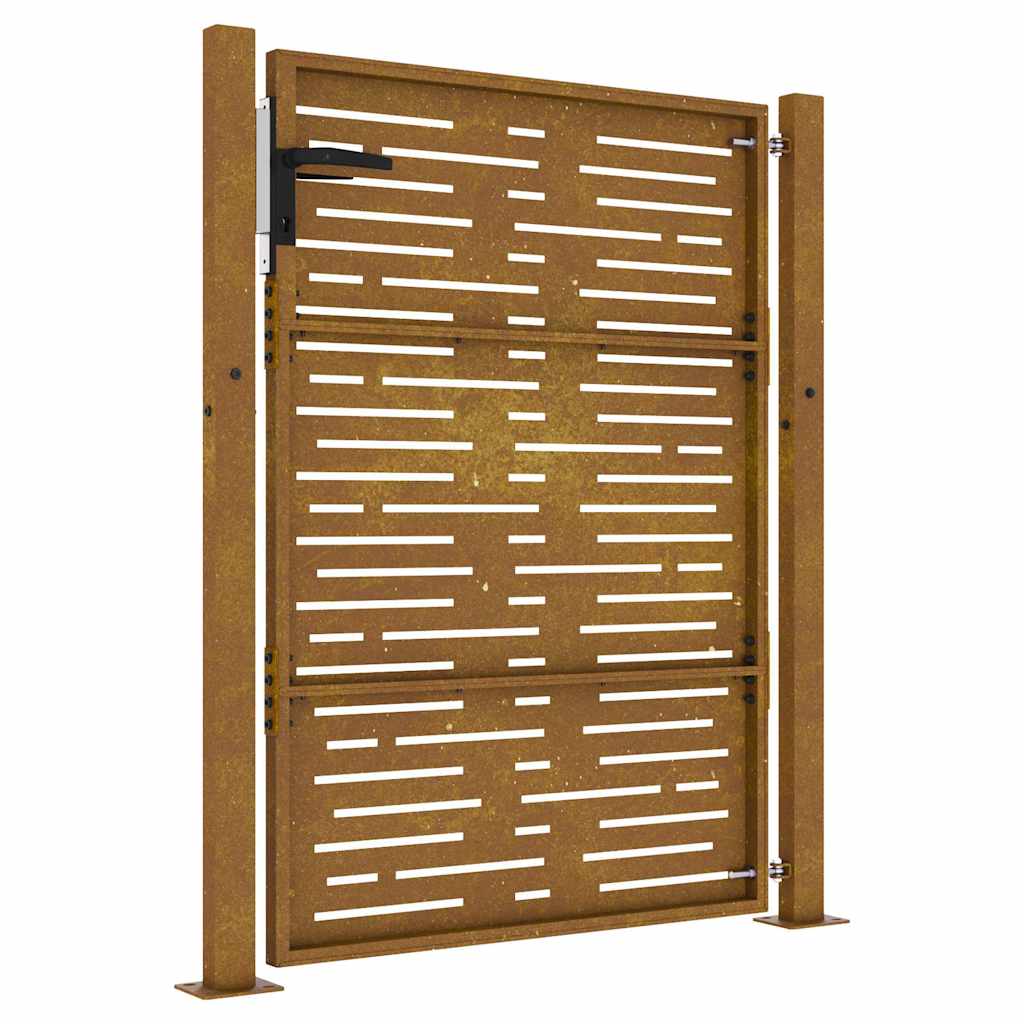 Cancello da Giardino 105x130 cm Acciaio Corten Design Quadrato 153252