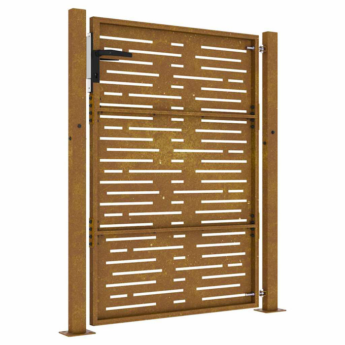 Cancello da Giardino 105x130 cm Acciaio Corten Design Quadrato 153252