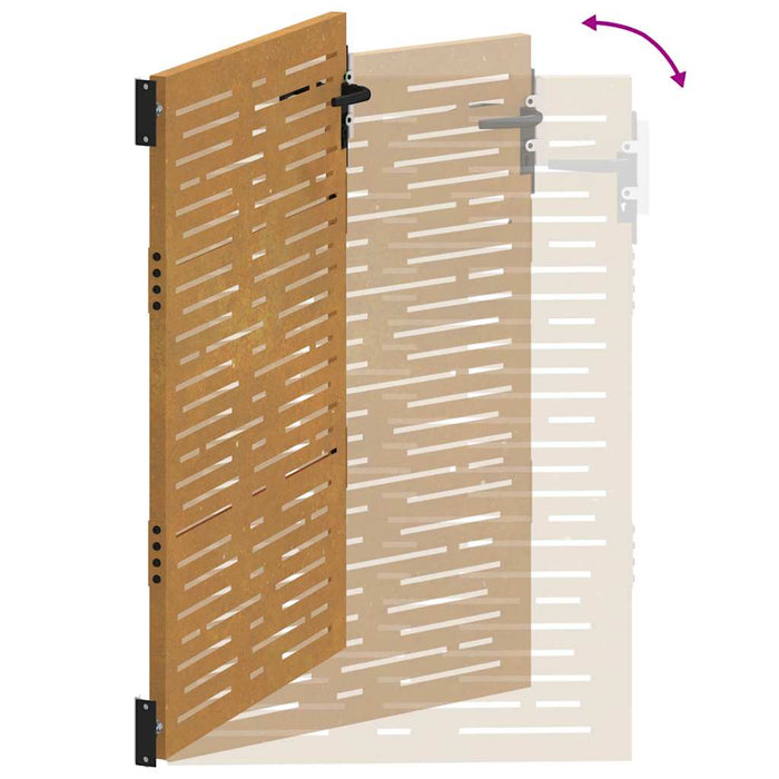 Cancello da Giardino 105x130 cm Acciaio Corten Design Quadrato 153252