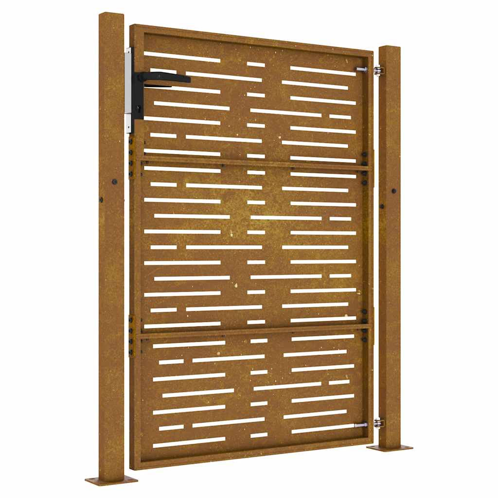 Cancello da Giardino105x155 cm Acciaio Corten Design Quadrato 153253