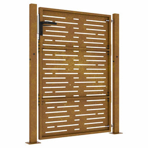 Cancello da Giardino105x155 cm Acciaio Corten Design Quadrato 153253