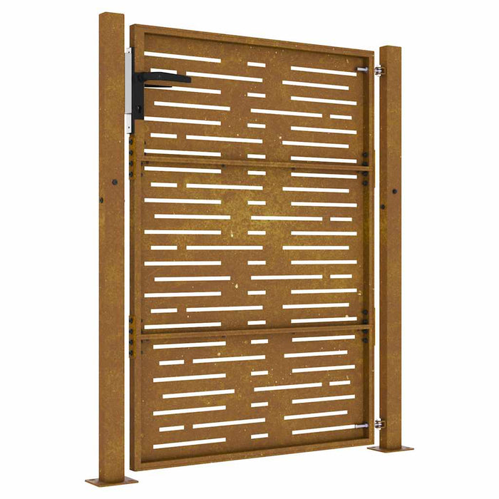 Cancello da Giardino105x155 cm Acciaio Corten Design Quadrato 153253