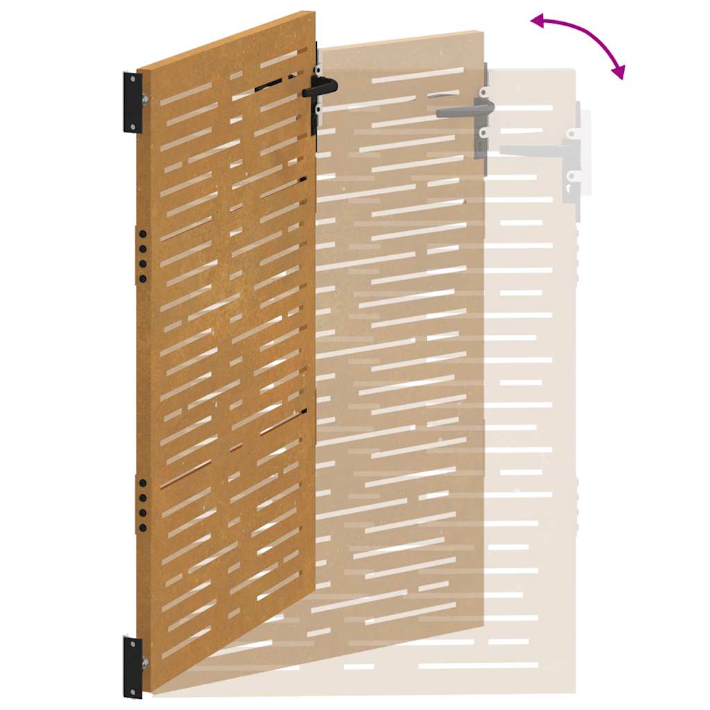 Cancello da Giardino105x155 cm Acciaio Corten Design Quadrato 153253