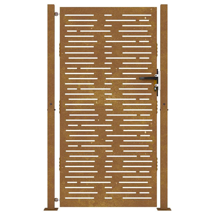 Cancello da Giardino 105x205 cm Acciaio Corten Design Quadrato 153255
