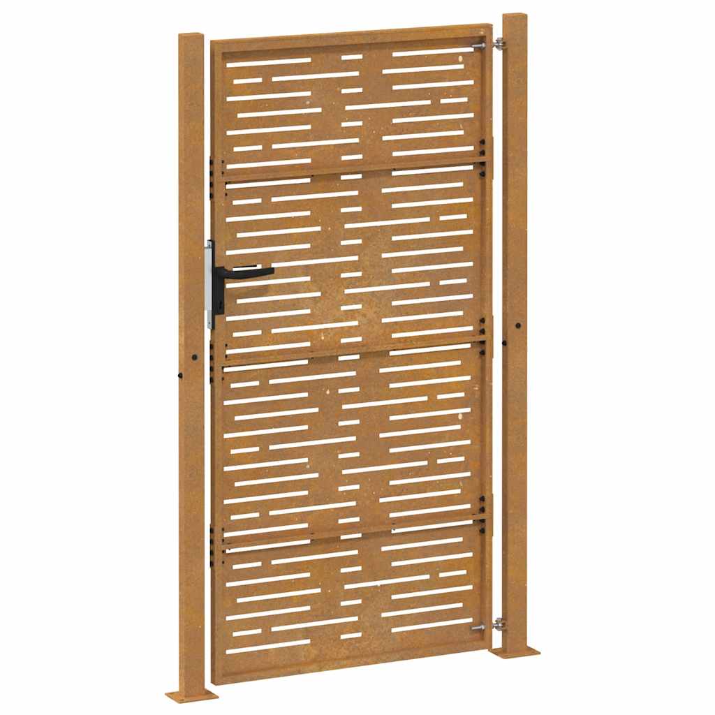 Cancello da Giardino 105x205 cm Acciaio Corten Design Quadrato 153255