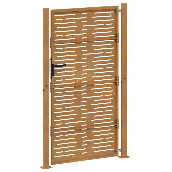Cancello da Giardino 105x205 cm Acciaio Corten Design Quadrato 153255