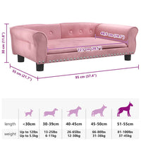 Cuccia per cani comodo divano 95 x 55 x 30 cm velluto Rosa 02_0043023