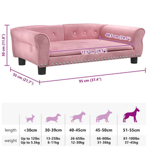 Cuccia per cani comodo divano 95 x 55 x 30 cm velluto Rosa 02_0043023