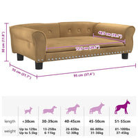 Lettino per Cani Marrone 95x55x30 cm in Velluto