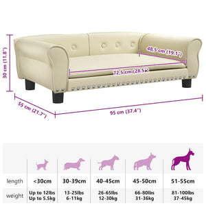 vidaXL Lettino per Cani Crema 95x55x30 cm in Similpelle