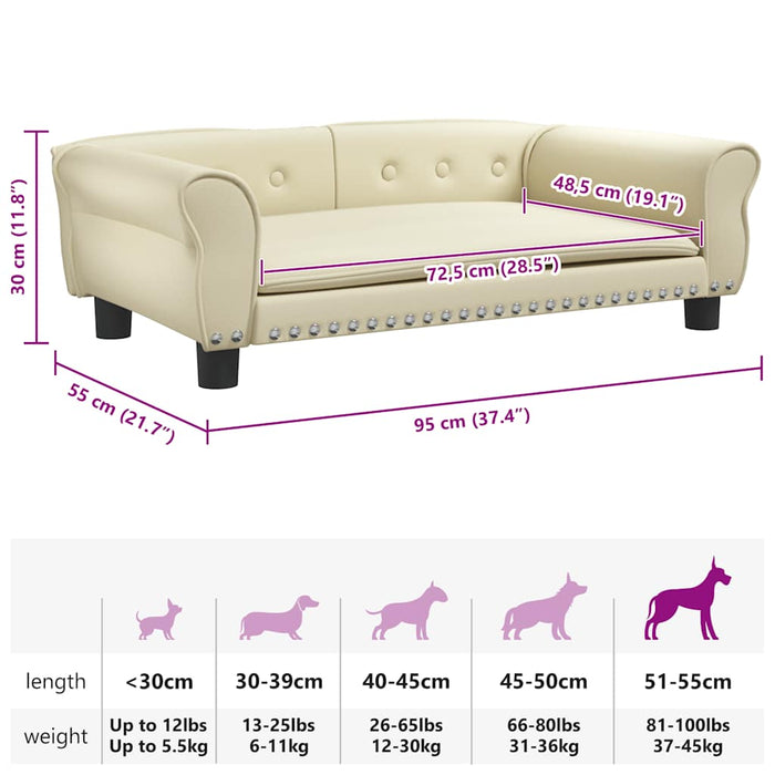 vidaXL Lettino per Cani Crema 95x55x30 cm in Similpelle