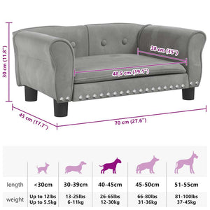 Cuccia per cani comoda poltrona letto 70 x 45 x 30 cm velluto grigio 02_0043110
