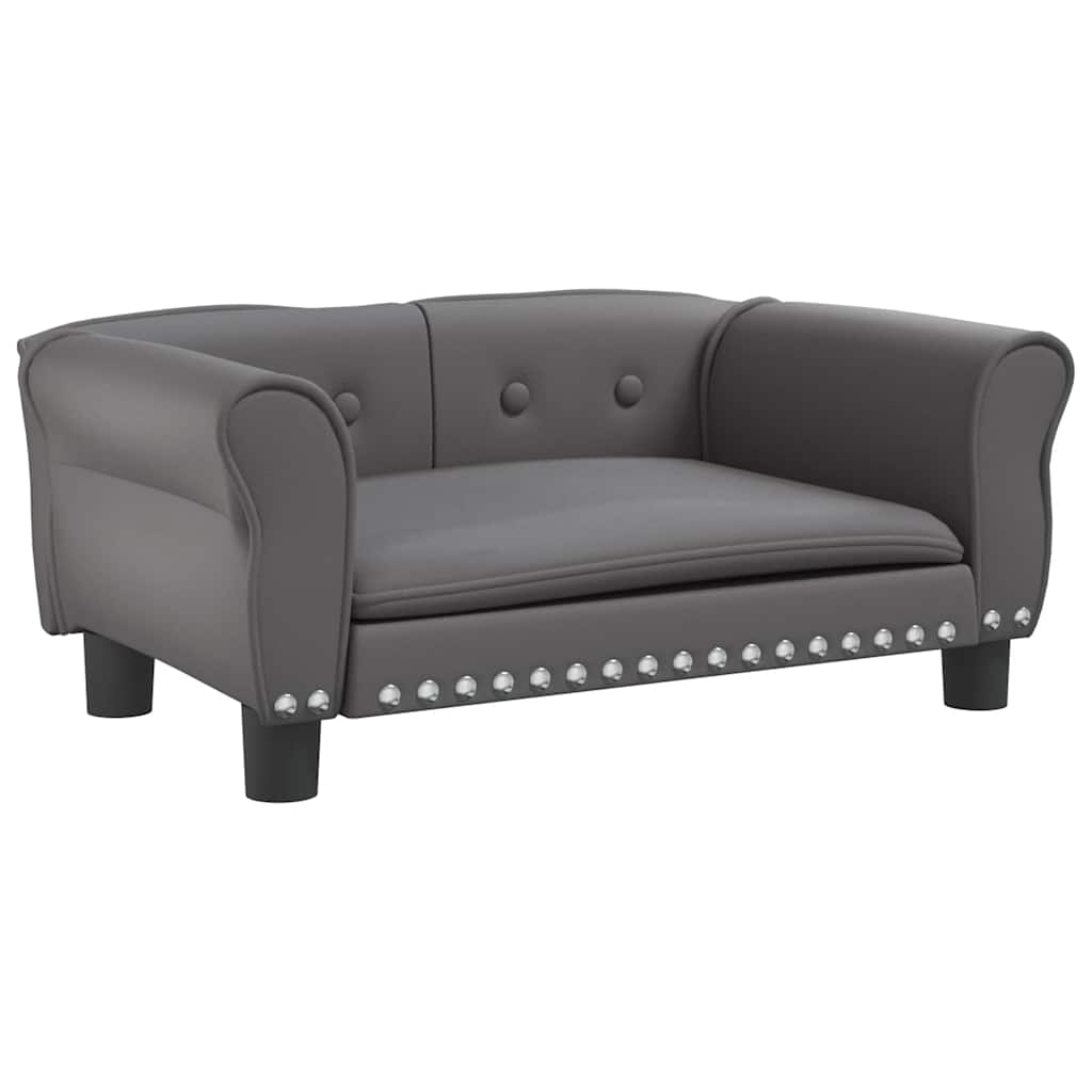 Cuccia per cani comodo divano 70 x 45 x 30 cm similpelle grigia 02_0042825