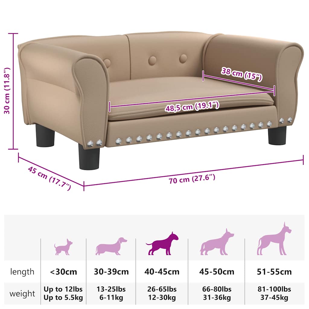Cuccia per cani comodo divano cappuccino 70 x 45 x 30 cm similpelle marrone 02_0043081