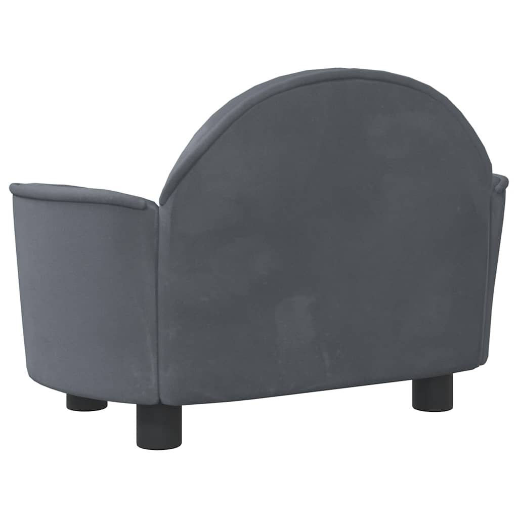 Letto per cani cestino divano comodo scuro 66 x 40 x 45 cm velluto grigio 02_0043164