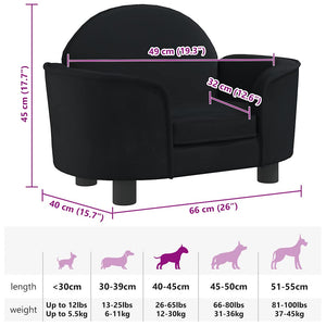 Cuccia per cani comodo divano 66 x 40 x 45 cm velluto nero 02_0042781