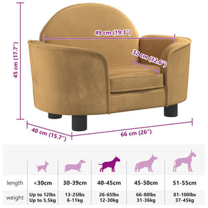 Cuccia per cani comodo divano 66 x 40 x 45 cm velluto marrone 02_0042780
