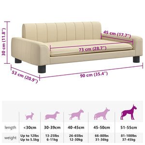 Lettino per Cani Crema 90x53x30 cm in Similpelle