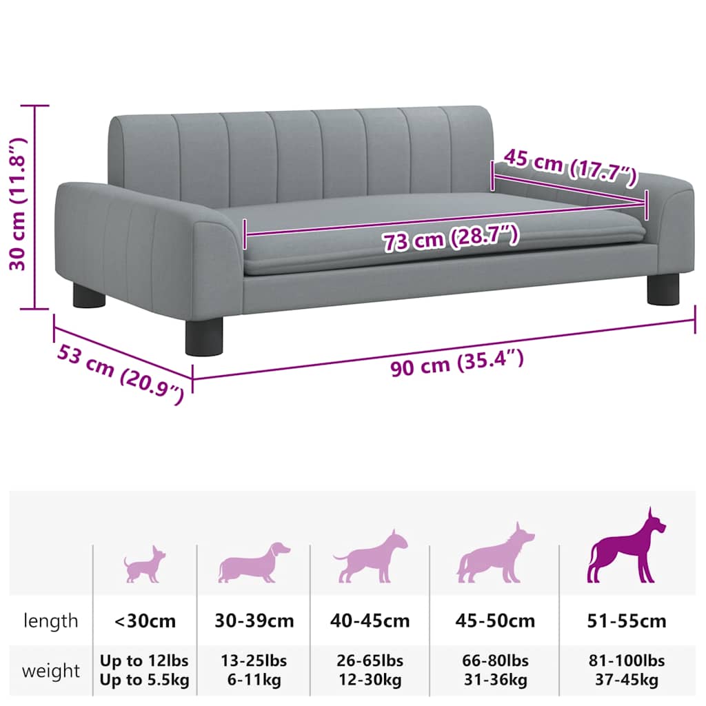 Cuccia per cani comodo divano leggero 90 x 53 x 30 cm tessuto grigio 02_0043124