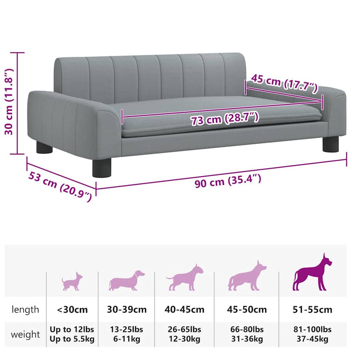 Cuccia per cani comodo divano leggero 90 x 53 x 30 cm tessuto grigio 02_0043124