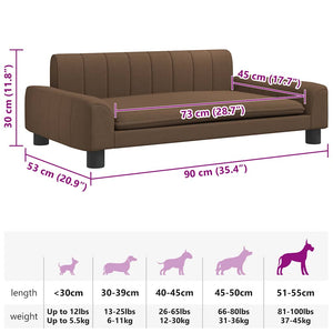 Lettino per Cani Marrone 90x53x30 cm in Tessuto