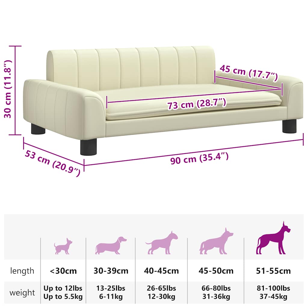 Lettino per Cani Crema 90x53x30 cm in Similpelle 171853