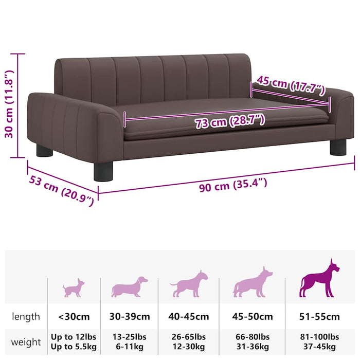 Lettino per Cani Marrone 90x53x30 cm in Similpelle