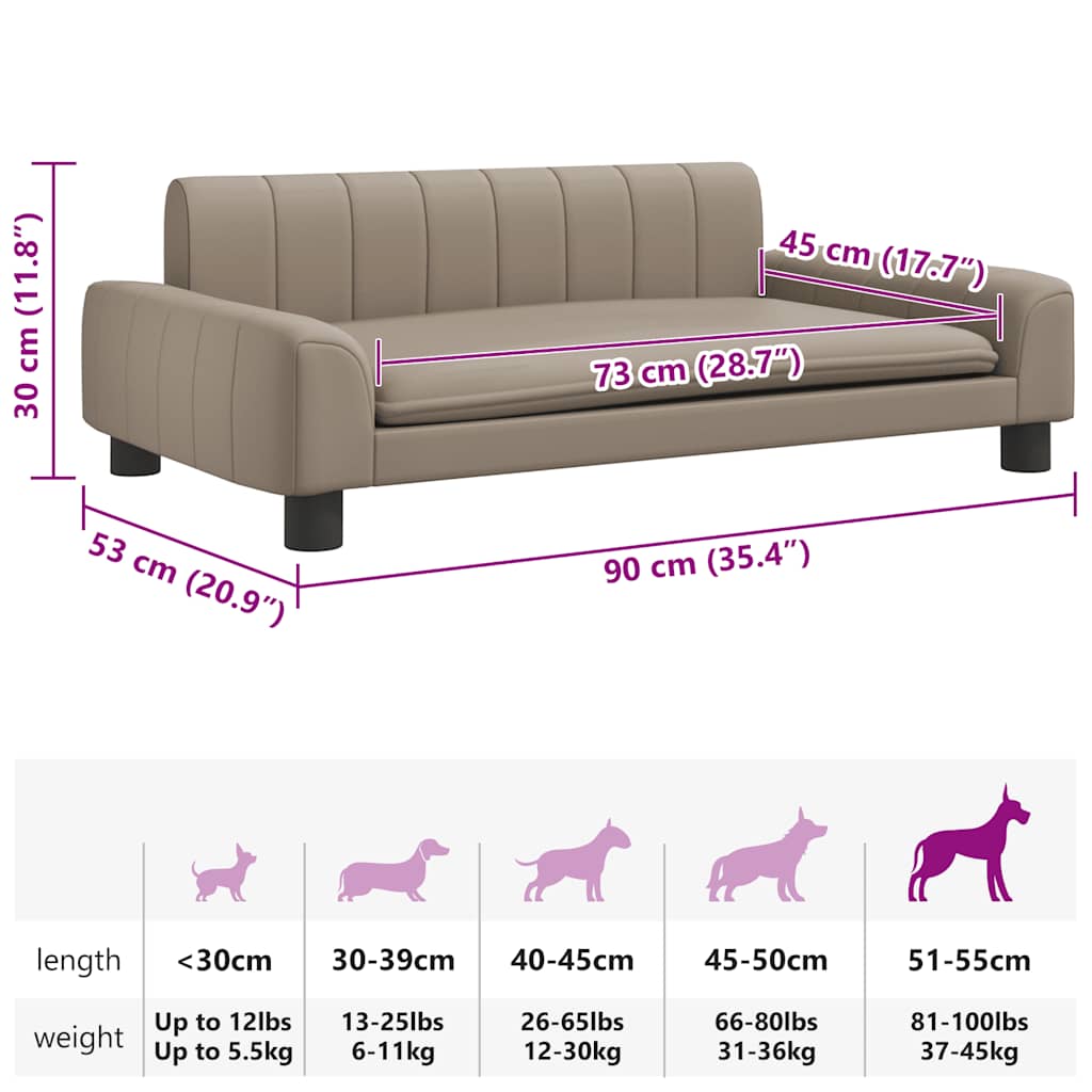 Lettino per Cani Cappuccino 90x53x30 cm in Similpelle