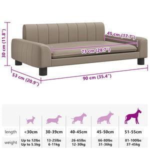 Lettino per Cani Cappuccino 90x53x30 cm in Similpelle