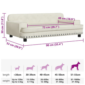 Cuccia per cani comodo divano 90 x 53 x 30 cm velluto crema 02_0042996
