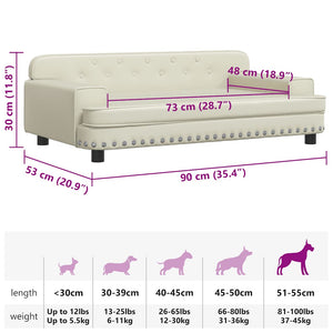 Lettino per Cani Crema 90x53x30 cm in Similpelle 171877