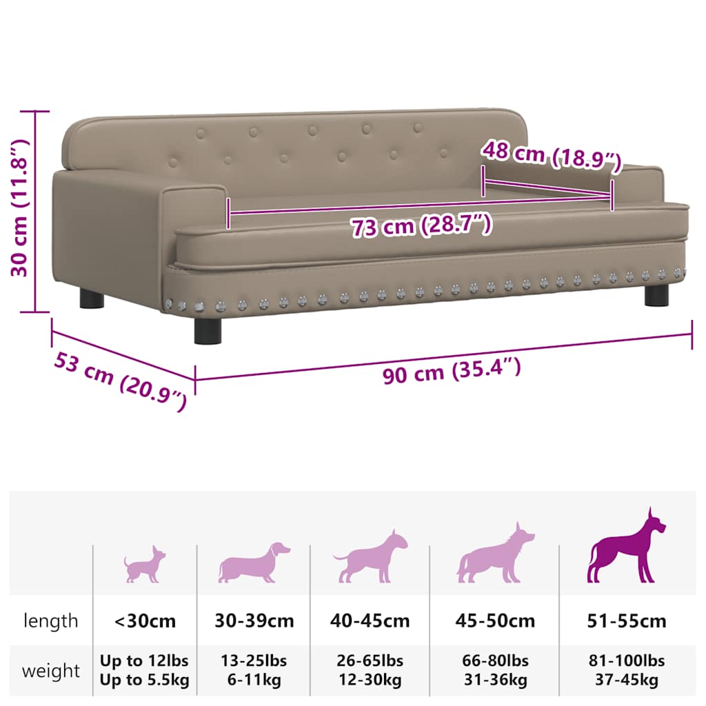 Cuccia per cani comodo divano cappuccino 90 x 53 x 30 cm similpelle marrone 02_0043083