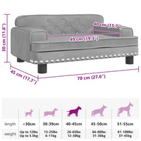 Cuccia per cani comodo divano leggero 70 x 45 x 30 cm velluto grigio 02_0043111