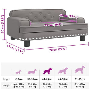 vidaXL Lettino per Cani Grigio 70x45x30 cm in Similpelle