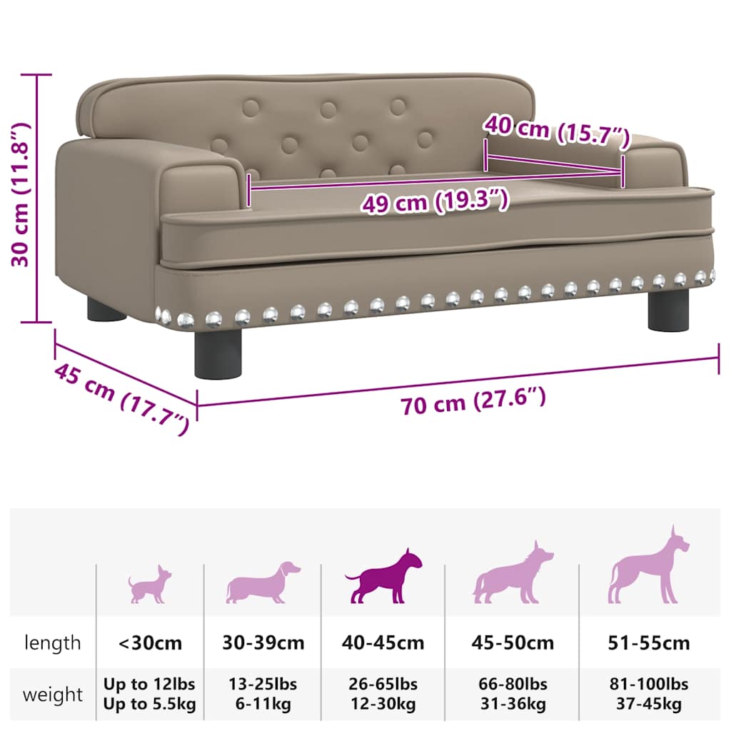 Cuccia per cani comodo divano cappuccino 70 x 45 x 30 cm similpelle marrone 02_0043078