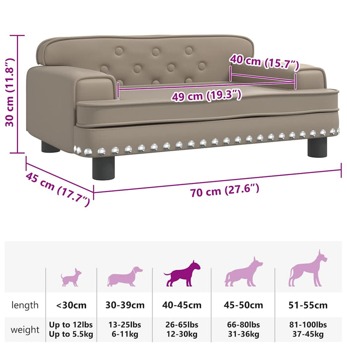 Cuccia per cani comodo divano cappuccino 70 x 45 x 30 cm similpelle marrone 02_0043078