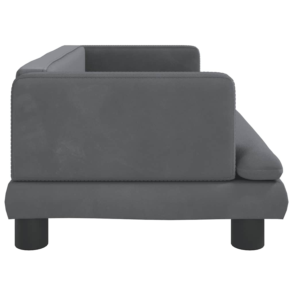 Letto per cani cestino divano comodo scuro 80 x 45 x 30 cm velluto grigio 02_0043184