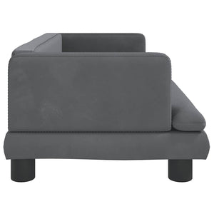 Letto per cani cestino divano comodo scuro 80 x 45 x 30 cm velluto grigio 02_0043184