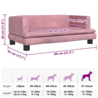 Lettino per Cani Rosa 80x45x30 cm in Velluto 171897