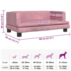 Cuccia per cani comodo divano 80 x 45 x 30 cm velluto Rosa 02_0042958