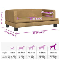 Cuccia per cani comodo divano 80 x 45 x 30 cm velluto marrone 02_0042956